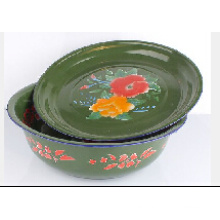 2015 High Quality Green Enamel Basin with Cover Lid